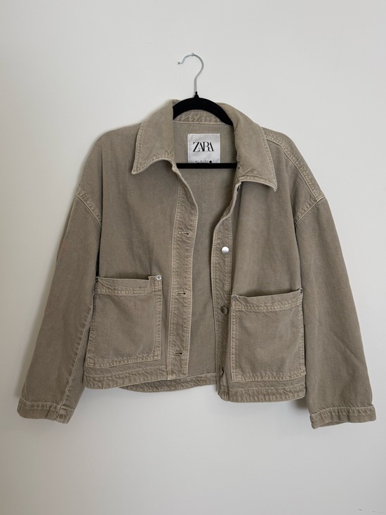 Zara Jackets & Blazers - ZARA, Taupe Cropped Jean Jacket, Small